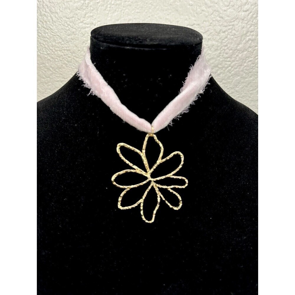 NEW Free People Annabelle Choker Blush Pink Fairy Velvet Necklace Ethereal Gold